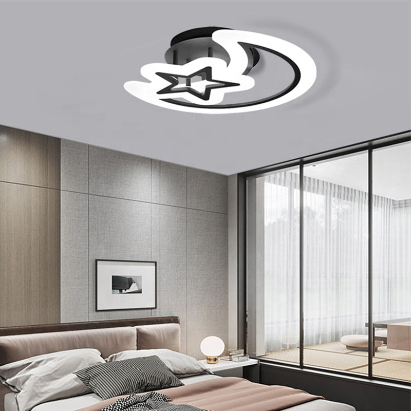 LED полилей с месец за дистанционно управление и 45W звезда, 2 елемента, студена/гореща/неутрална светлина, нестабилна, черна