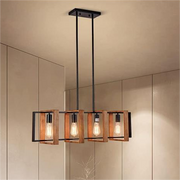 Винтидж LED полилей LV565/4, 12W Rustic Barn, дърво и метал, 100 см, черен