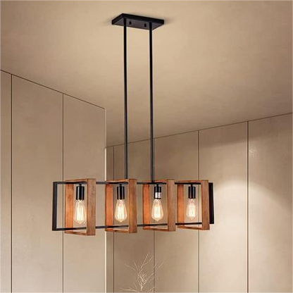 Винтидж LED полилей LV565/4, 12W Rustic Barn, дърво и метал, 100 см, черен