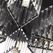 Модерен класически полилей Sasha, LC117/3BK, 3x E27, метал и кристал, черен, абажур