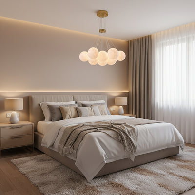 MODERN LOFT Полилей Bagliore, глобус, 9xE27, регулируема височина, злато