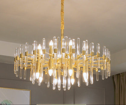 Кристален полилей CC850/620GD, 10xE14, 62X45 см, регулируема височина, блестящо злато, елегантен дизайн, метал и кристали