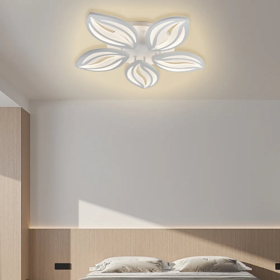 LED полилей с дистанционно управление на орхидеи, 65W, 5 венчелистчета, студена/гореща/неутрална светлина, нестабилна, бяла