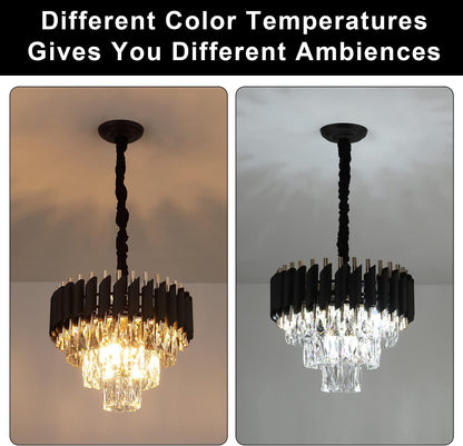 Кристален полилей Версай Петито 3xe14, диаметър 30 ​​см, лъскаво и черно злато, регулируема височина