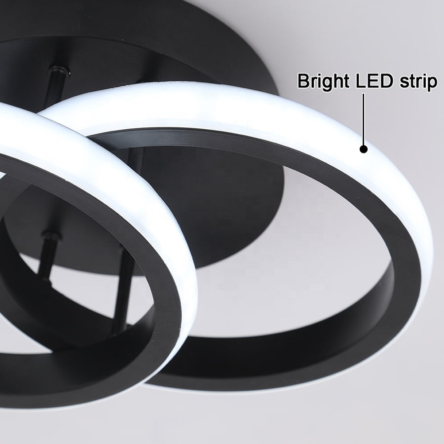 LED полилей VERTEX CIRCULA 22W, 2 кръга, метални рамки, студена/топла/неутрална светлина, черен