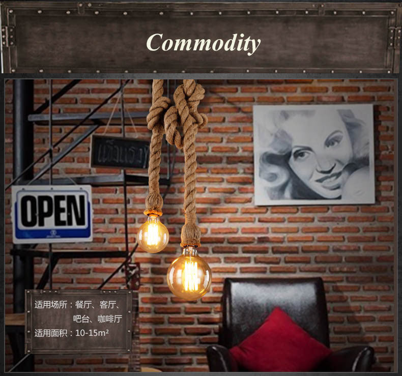 Винтидж полилей LV102/150X120, 2xE27, рустик, струна и метал, 150 см, черна опора