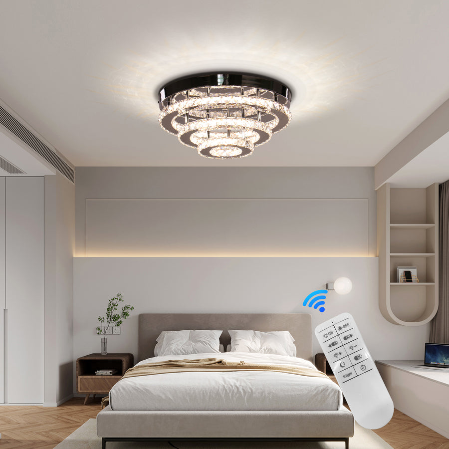 Кристален LED полилей LLC151/500CH, 64W, 3 елемента, студена/топла/неутрална светлина, димируем, блестящ хром