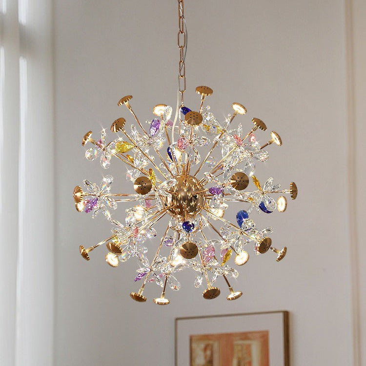 Модерен кристален полилей, CC372/600GD, 32xG4, злато и кристали, 55 см, регулируема височина, метал и кристал