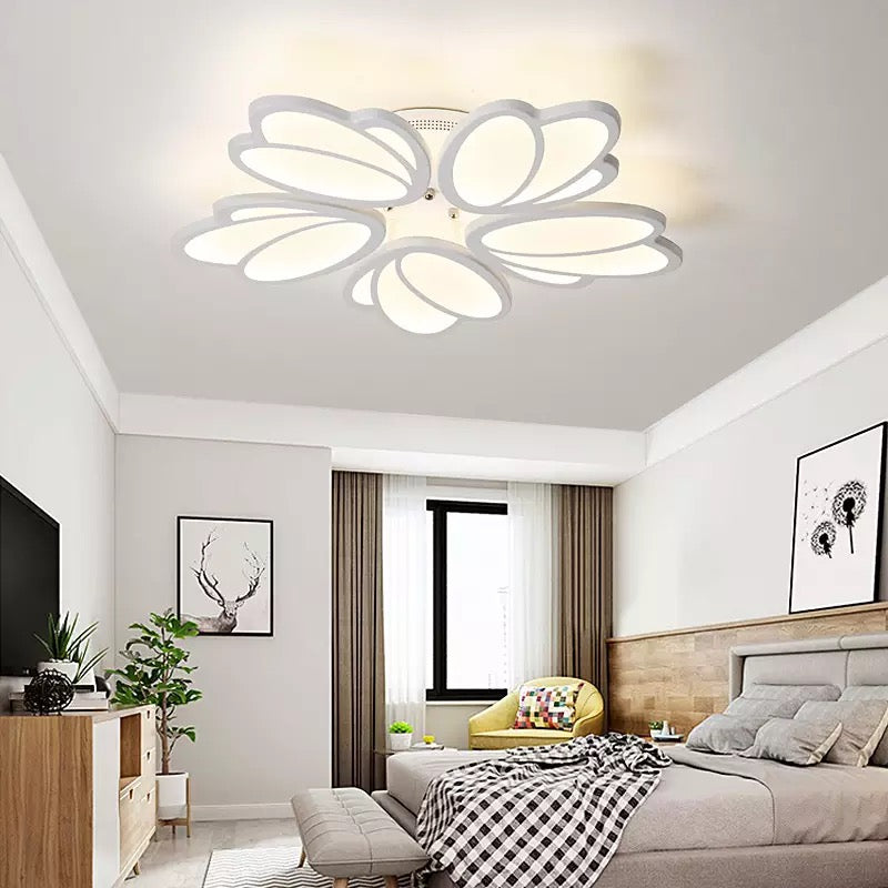 LED полилей с дистанционно управление на лалета, 73W, 5 венчелистчета, студена/гореща/неутрална светлина, нестабилна, бяла