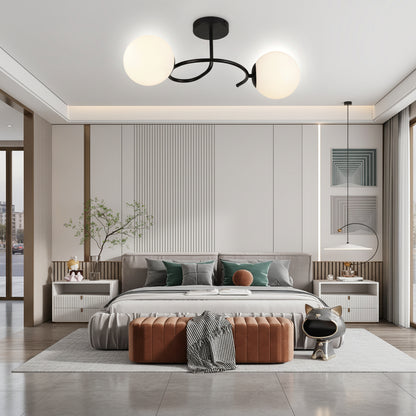LED и кристален полилей ORBIT, 55cm, 2xE27, Globes, Черен