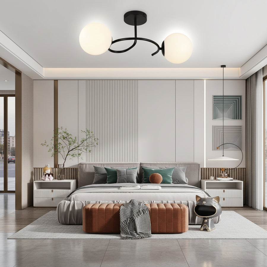 LED и кристален полилей ORBIT, 55cm, 2xE27, Globes, Черен