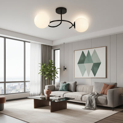 LED и кристален полилей ORBIT, 55cm, 2xE27, Globes, Черен