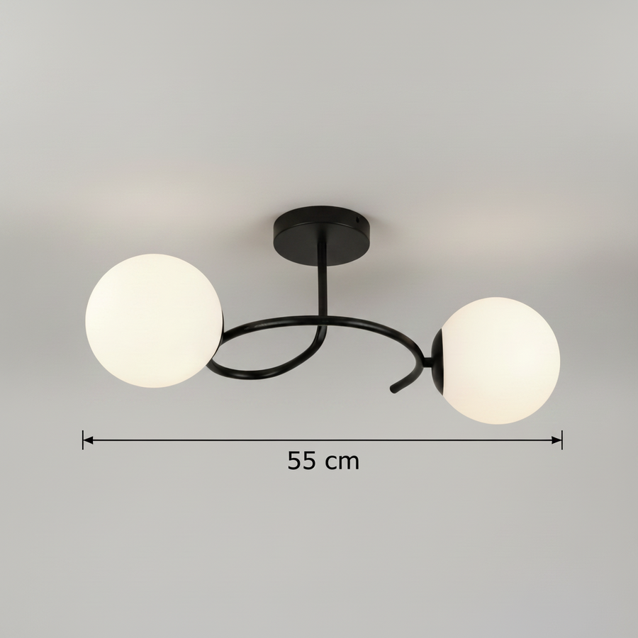 LED и кристален полилей ORBIT, 55cm, 2xE27, Globes, Черен