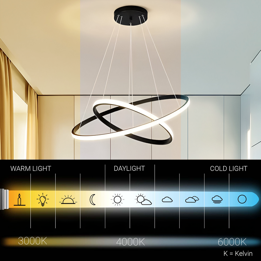 LED LULS окачен Ricci 25W, 2 кръга, студена/гореща/неутрална светлина, черна, регулируема височина