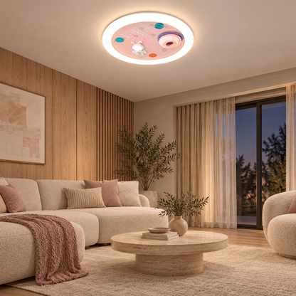 LED полилей CONSTELATION с дистанционно управление 63W, Диаметър 50см, Студена/Топла/Неутрална светлина, Розов