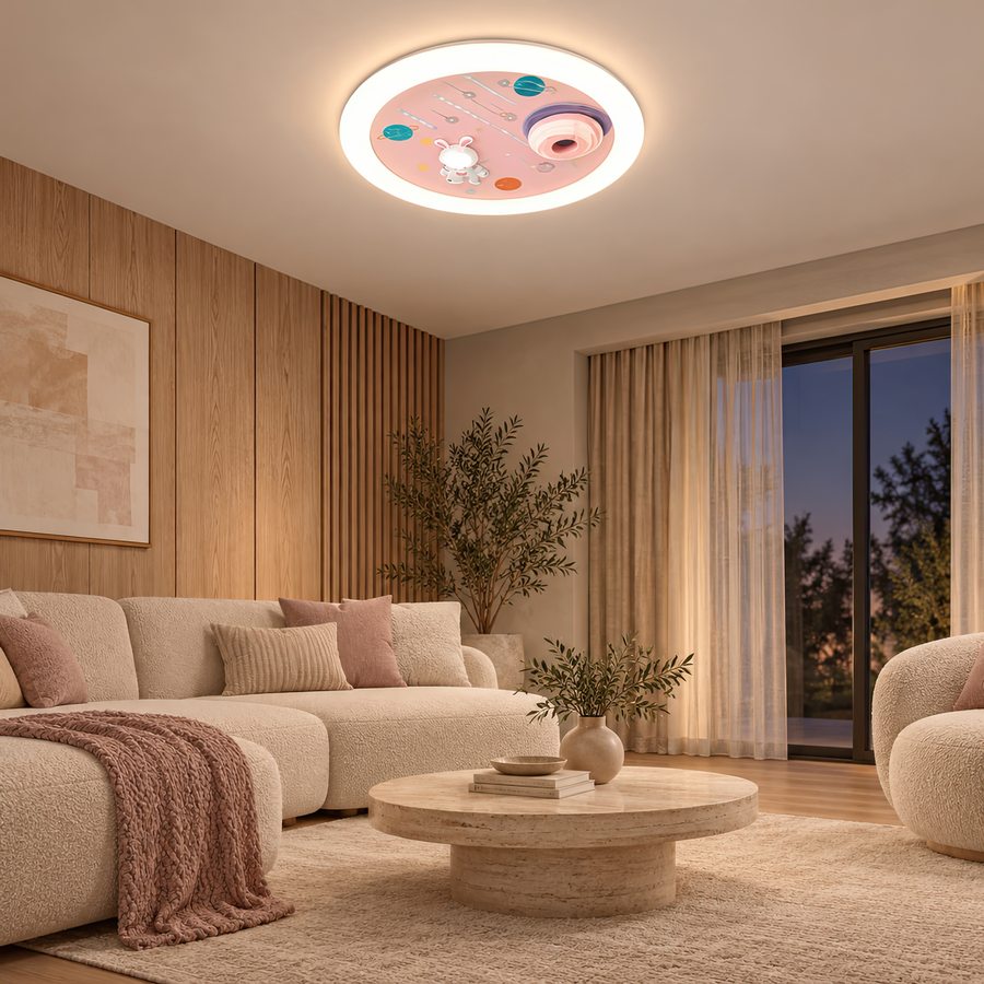 LED полилей CONSTELATION с дистанционно управление 63W, Диаметър 50см, Студена/Топла/Неутрална светлина, Розов