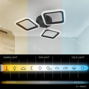 LED LED PULSARIS 32W, 3 квадрата, студена/гореща/неутрална светлина, черно