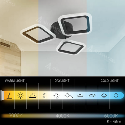 LED LED PULSARIS 32W, 3 квадрата, студена/гореща/неутрална светлина, черно