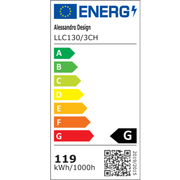 LED полилей LLC130/3CH, кристал и метал, 120 W, 3 пръстена, възможност за димиране, регулируема височина, студена/топла/неутрална светлина, луксозно осветление