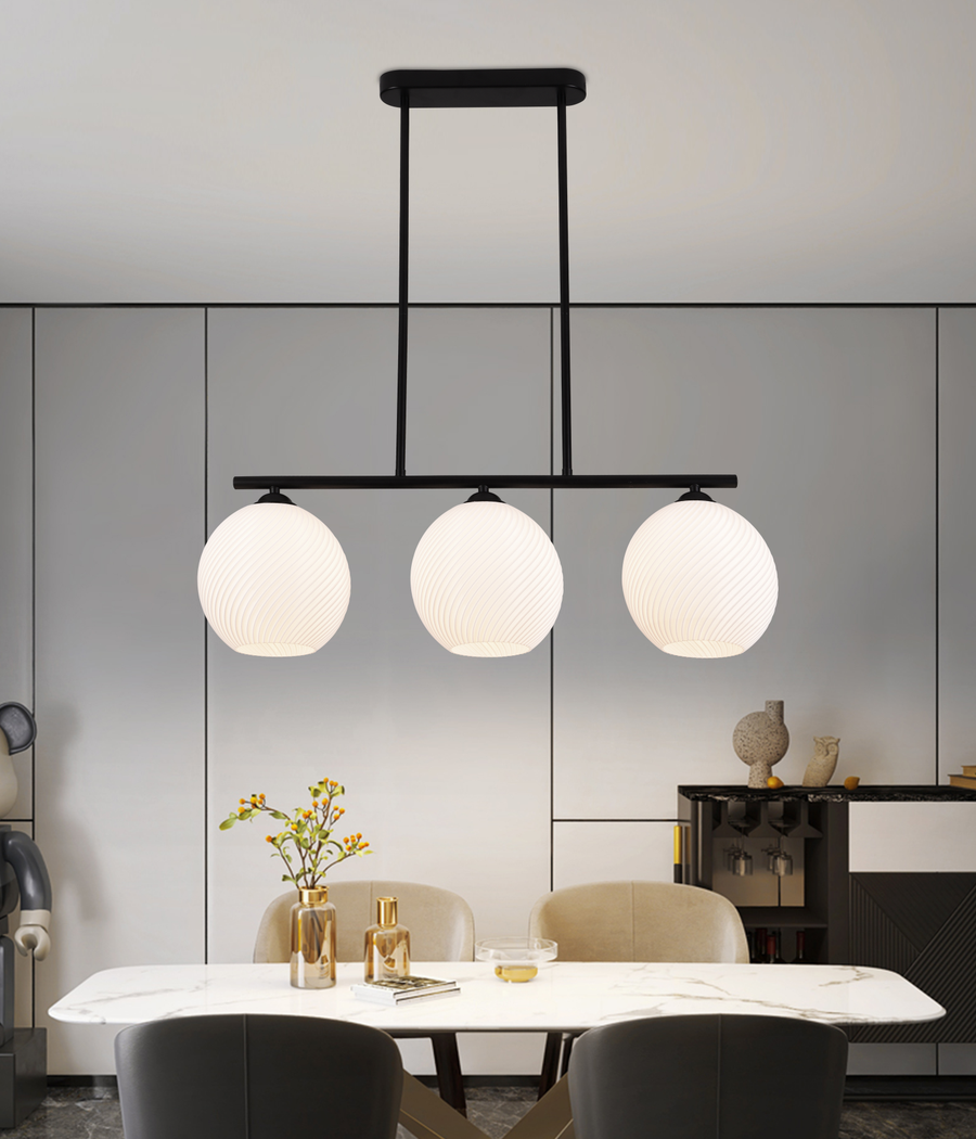 Висящ полилей LM520/3BK, 3XE27, 59*20*25, черен, бял, желязо, плексиглас