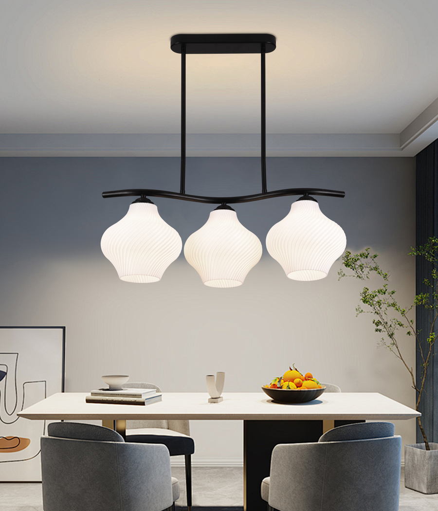 Висящ полилей LM521/3BK, 3XE27, 59*20*25, IP20, черен, бял, желязо, плексиглас, крушките не са включени