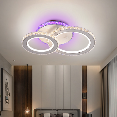 LED полилей с дистанционно управление и кристал NOVA ROTONDA RGB 42W, 2 кръга, Студена/Топла/Неутрална светлина, Димируем, Бял