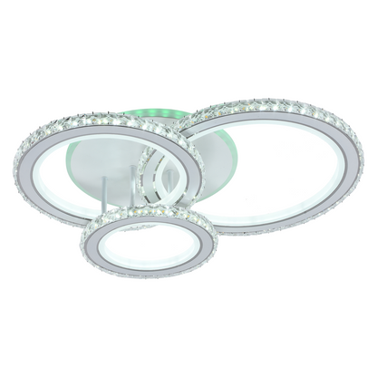 LED полилей с дистанционно управление и кристал Nova RGB 154W, 3 кръга, студена/гореща/неутрална светлина, бяло, бяло