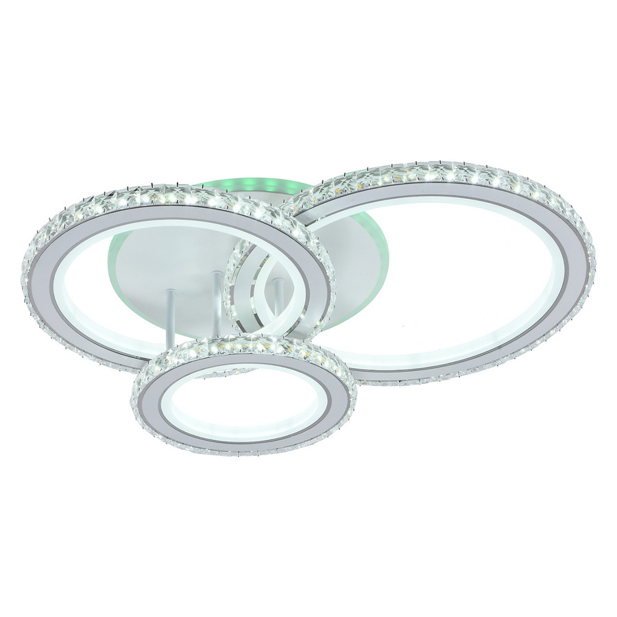 LED полилей с дистанционно управление и кристал Nova RGB 154W, 3 кръга, студена/гореща/неутрална светлина, бяло, бяло