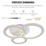 LED полилей с дистанционно управление и кристал Nova RGB 154W, 3 кръга, студена/гореща/неутрална светлина, бяло, бяло