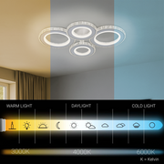 LED полилей с дистанционно управление и кристал Nova RGB 86W, 4 кръга, студена/гореща/неутрална светлина, бяло, бяло