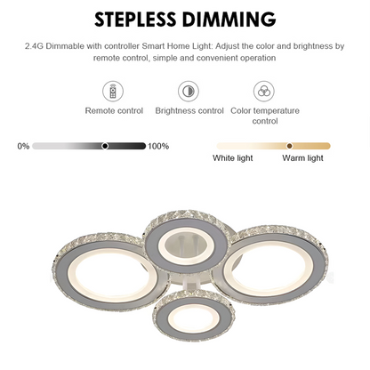 LED полилей с дистанционно управление и кристал Nova RGB 86W, 4 кръга, студена/гореща/неутрална светлина, бяло, бяло