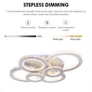 LED полилей с дистанционно управление и кристал Nova RGB 154W, 6 кръга, студена/гореща/неутрална светлина, бяло, бяло