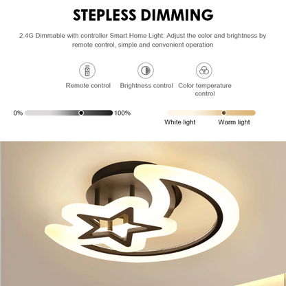 LED полилей с месец за дистанционно управление и 45W звезда, 2 елемента, студена/гореща/неутрална светлина, нестабилна, черна