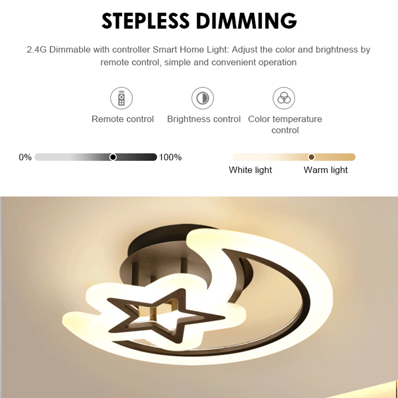 LED полилей с месец за дистанционно управление и 45W звезда, 2 елемента, студена/гореща/неутрална светлина, нестабилна, черна