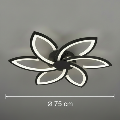 LED полилей с дистанционно управление и кристал FLORA 82W, 6 венчелистчета, Студена/Топла/Неутрална светлина, Димируем, Черен
