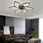 LED полилей с дистанционно управление и кристал FLORA 82W, 6 венчелистчета, Студена/Топла/Неутрална светлина, Димируем, Черен
