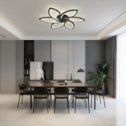 LED полилей с дистанционно управление и кристал FLORA 82W, 6 венчелистчета, Студена/Топла/Неутрална светлина, Димируем, Черен
