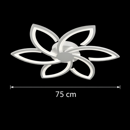 LED полилей с дистанционно управление и кристал FLORA 82W, 6 венчелистчета, Студена/Топла/Неутрална светлина, Димируем, Бял