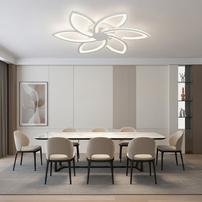 LED полилей с дистанционно управление и кристал FLORA 82W, 6 венчелистчета, Студена/Топла/Неутрална светлина, Димируем, Бял