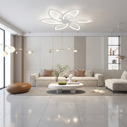 LED полилей с дистанционно управление и кристал FLORA 82W, 6 венчелистчета, Студена/Топла/Неутрална светлина, Димируем, Бял