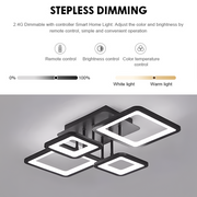 LED полилей с дистанционно управление Ella 85W, 4 квадрата, студена/гореща/неутрална светлина, нестабилна, черна