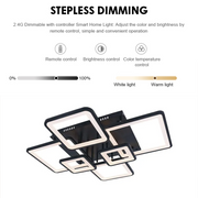 LED полилей с дистанционно управление Ella 124W, 6 квадрата, студена/гореща/неутрална светлина, нестабилна, черна