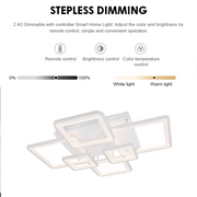 LED полилей с дистанционно управление Ella 124W, 6 квадрата, студена/гореща/неутрална светлина, нестабилна, бяла