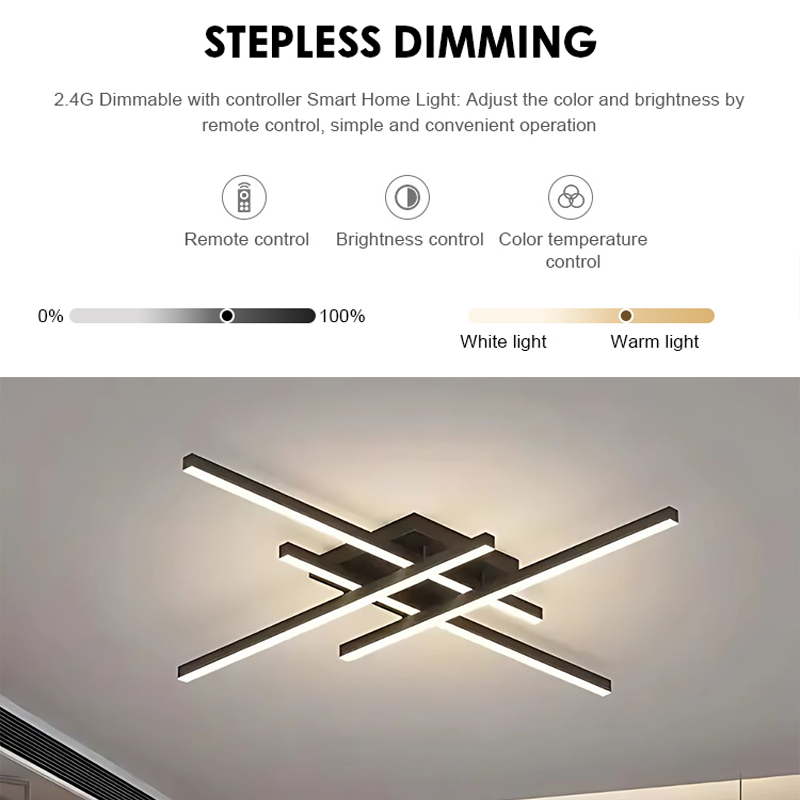 LED полилей с дистанционно управление LINEX, 43W, 4 елемента, линеен, студена/топла/неутрална светлина, димируем, черен