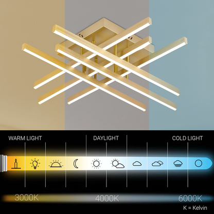 LED полилей с дистанционно управление LINEX, 83W, светлина 3000K/4000K/6000K, димируем, златен