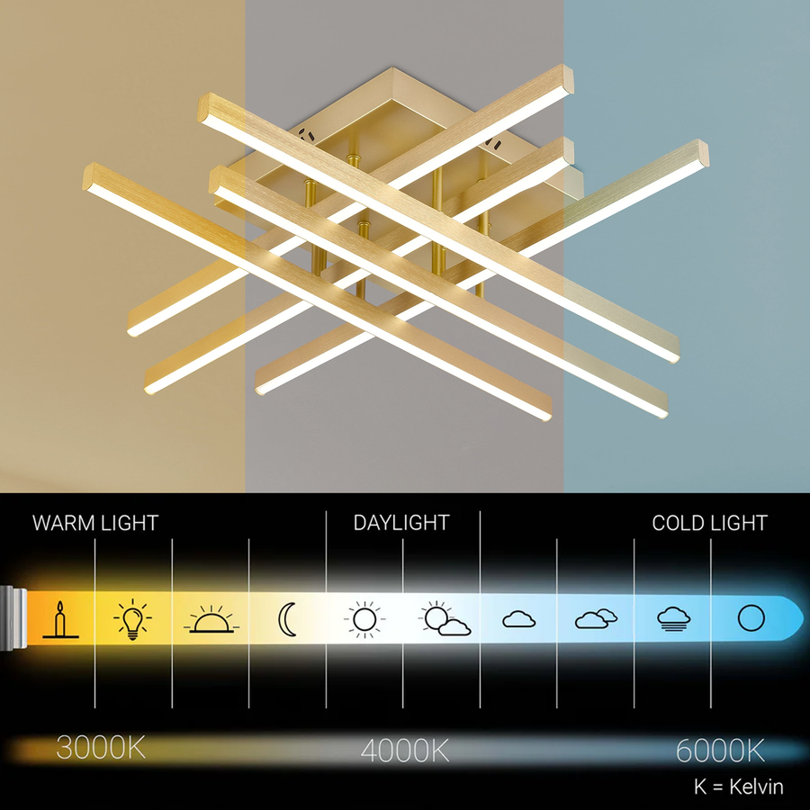 LED полилей с дистанционно управление LINEX, 83W, светлина 3000K/4000K/6000K, димируем, златен