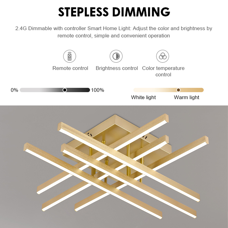 LED полилей с дистанционно управление LINEX, 83W, светлина 3000K/4000K/6000K, димируем, златен