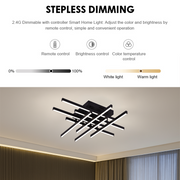 LED полилей с дистанционно управление LINEX, 90W, 8 елемента, студена/топла/неутрална светлина, димируем, черен