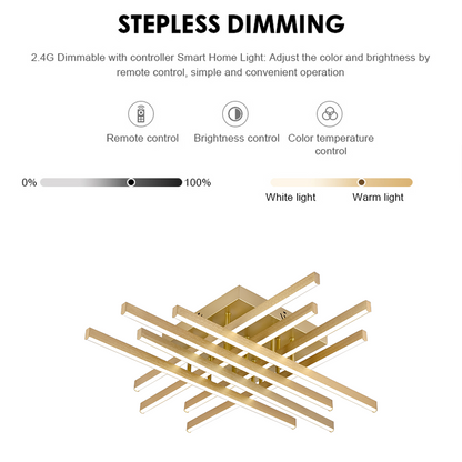 LED полилей с дистанционно управление LINEX, 109W, светлина 3000K/4000K/6000K, димируем, златен