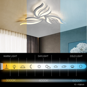 LED полилей със Sakura 37W дистанционно управление, 3 венчелистчета, студ/гореща/неутрална светлина, нестабилна, бяла
